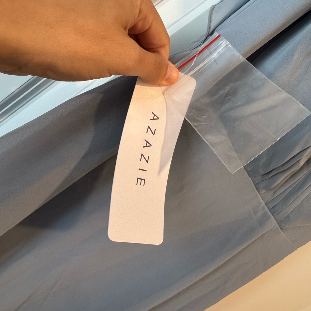 Azazie Dusty Blue Backless Chiffon Dress - Picture 6 of 8